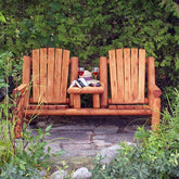 Muskoka Log Gossip Bench perfect for relaxing with friends and family